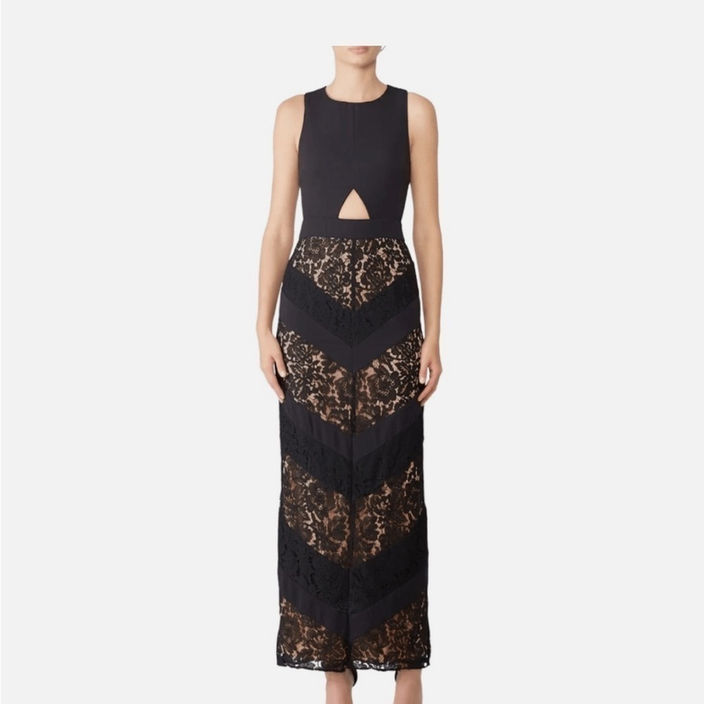 Fame & Partners Lace Cutout Maxi Dress Black